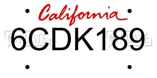 6CDK189 California License Plate