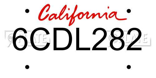 6CDL282 California License Plate