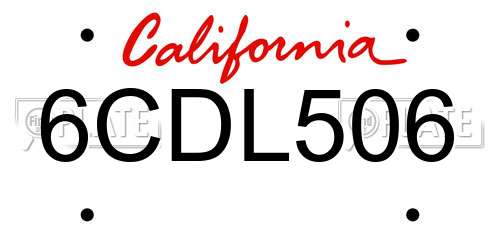 6CDL506 California License Plate