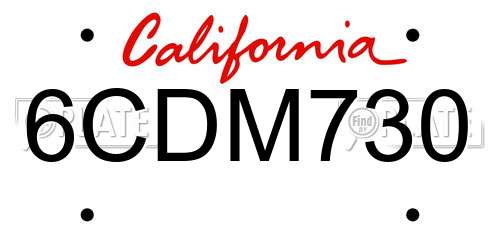 6CDM730 California License Plate