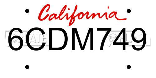 6CDM749 California License Plate