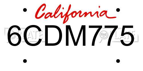 6CDM775 California License Plate
