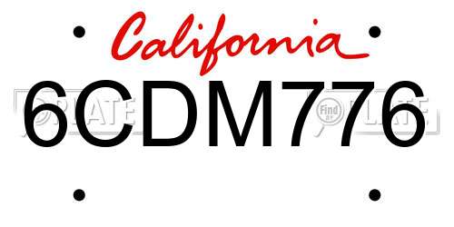 6CDM776 California License Plate