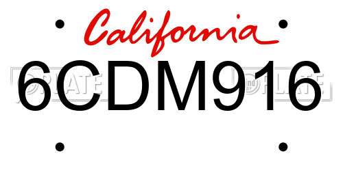 6CDM916 California License Plate