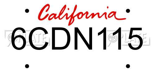 6CDN115 California License Plate