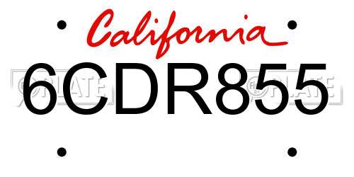 6CDR855 California License Plate