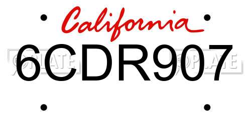 6CDR907 California License Plate