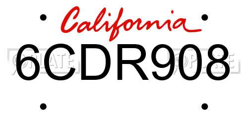 6CDR908 California License Plate