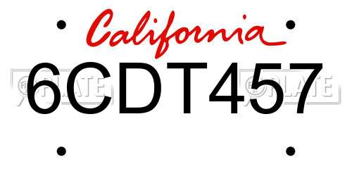6CDT457 California License Plate