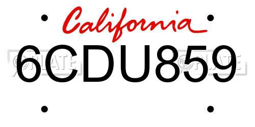 6CDU859 California License Plate