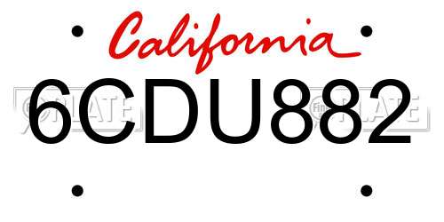 6CDU882 California License Plate