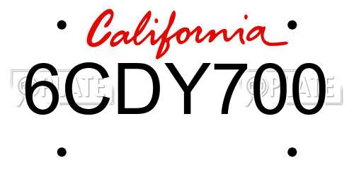 6CDY700 California License Plate