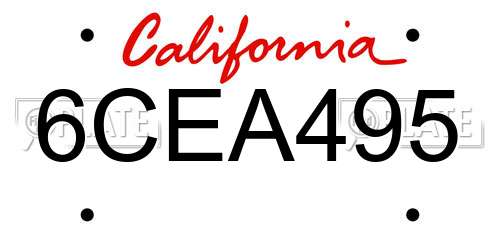 6CEA495 California License Plate