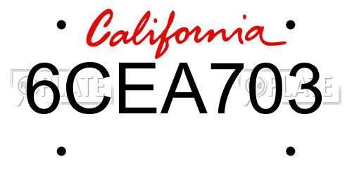 6CEA703 California License Plate