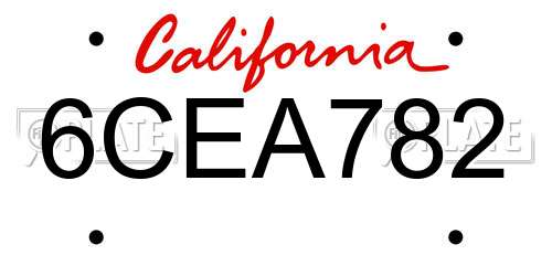 6CEA782 California License Plate