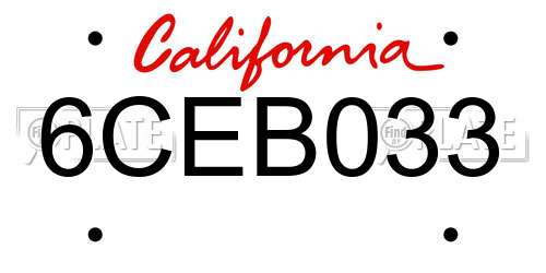6CEB033 California License Plate
