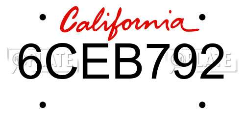 6CEB792 California License Plate