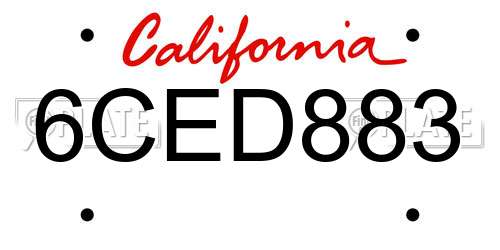 6CED883 California License Plate
