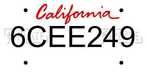 6CEE249 California License Plate