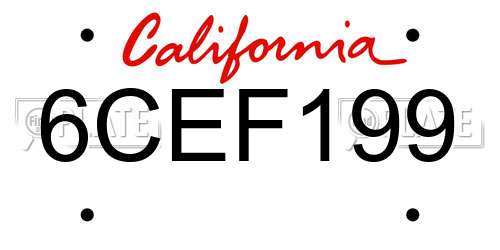6CEF199 California License Plate