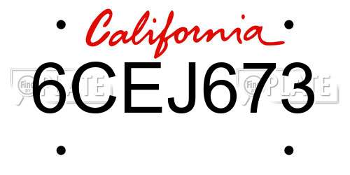 6CEJ673 California License Plate