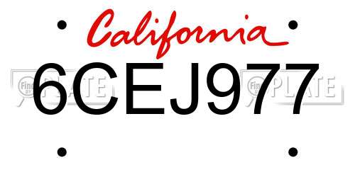 6CEJ977 California License Plate