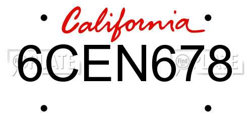 6CEN678 California License Plate