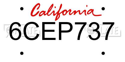 6CEP737 California License Plate