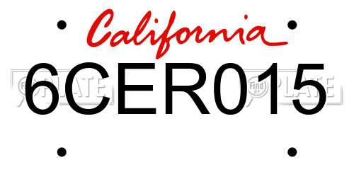 6CER015 California License Plate