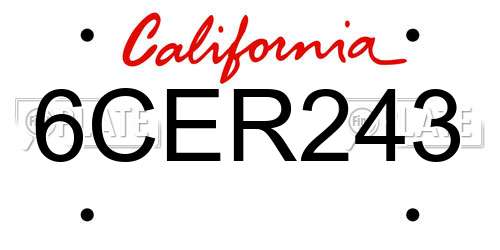 6CER243 California License Plate