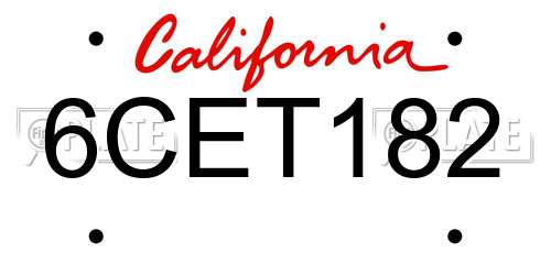 6CET182 California License Plate