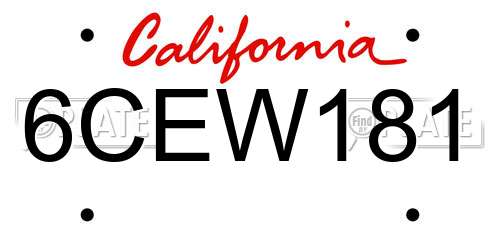 6CEW181 California License Plate