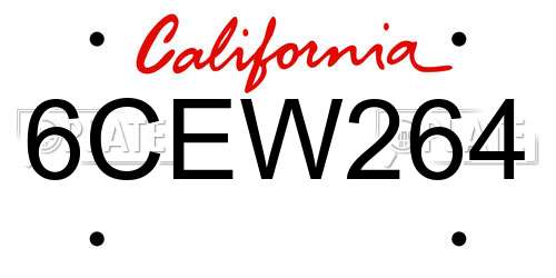 6CEW264 California License Plate