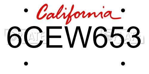 6CEW653 California License Plate