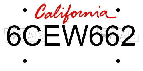 6CEW662 California License Plate