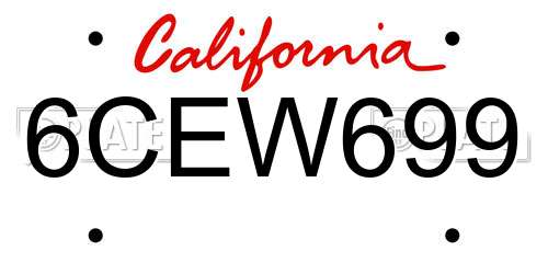 6CEW699 California License Plate