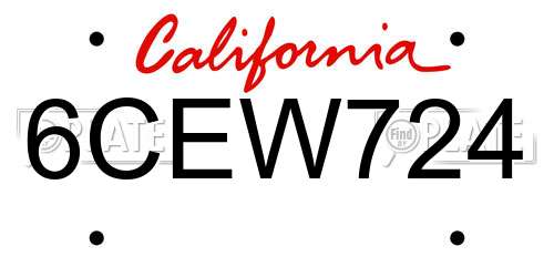 6CEW724 California License Plate
