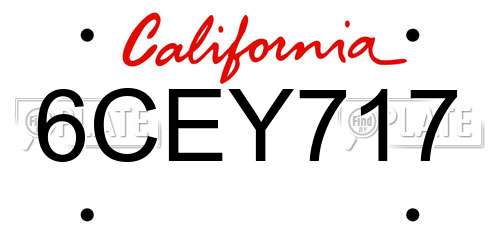 6CEY717 California License Plate