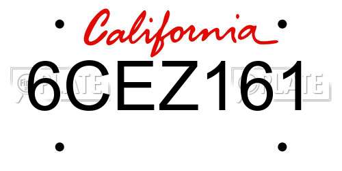 6CEZ161 California License Plate