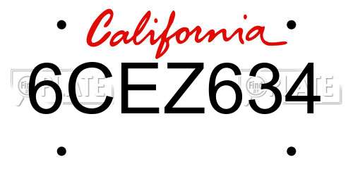 6CEZ634 California License Plate