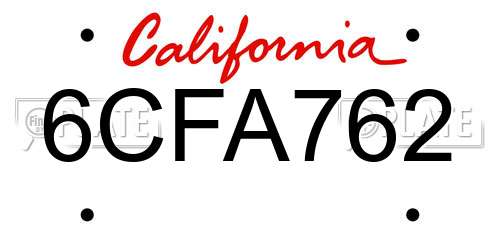 6CFA762 California License Plate