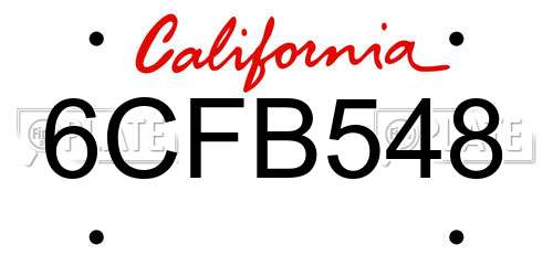 6CFB548 California License Plate