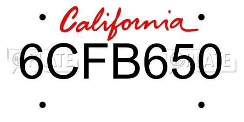 6CFB650 California License Plate