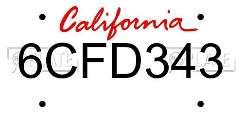 6CFD343 California License Plate