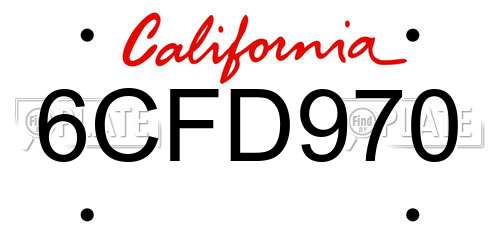 6CFD970 California License Plate