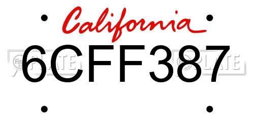 6CFF387 California License Plate