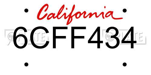 6CFF434 California License Plate