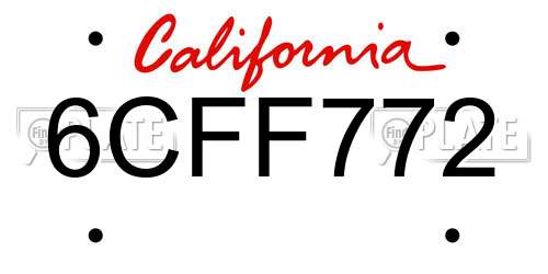 6CFF772 California License Plate