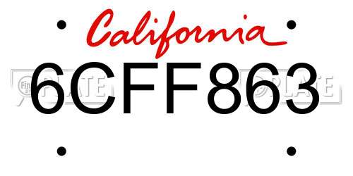 6CFF863 California License Plate
