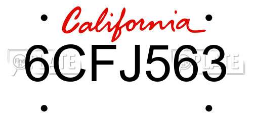 6CFJ563 California License Plate